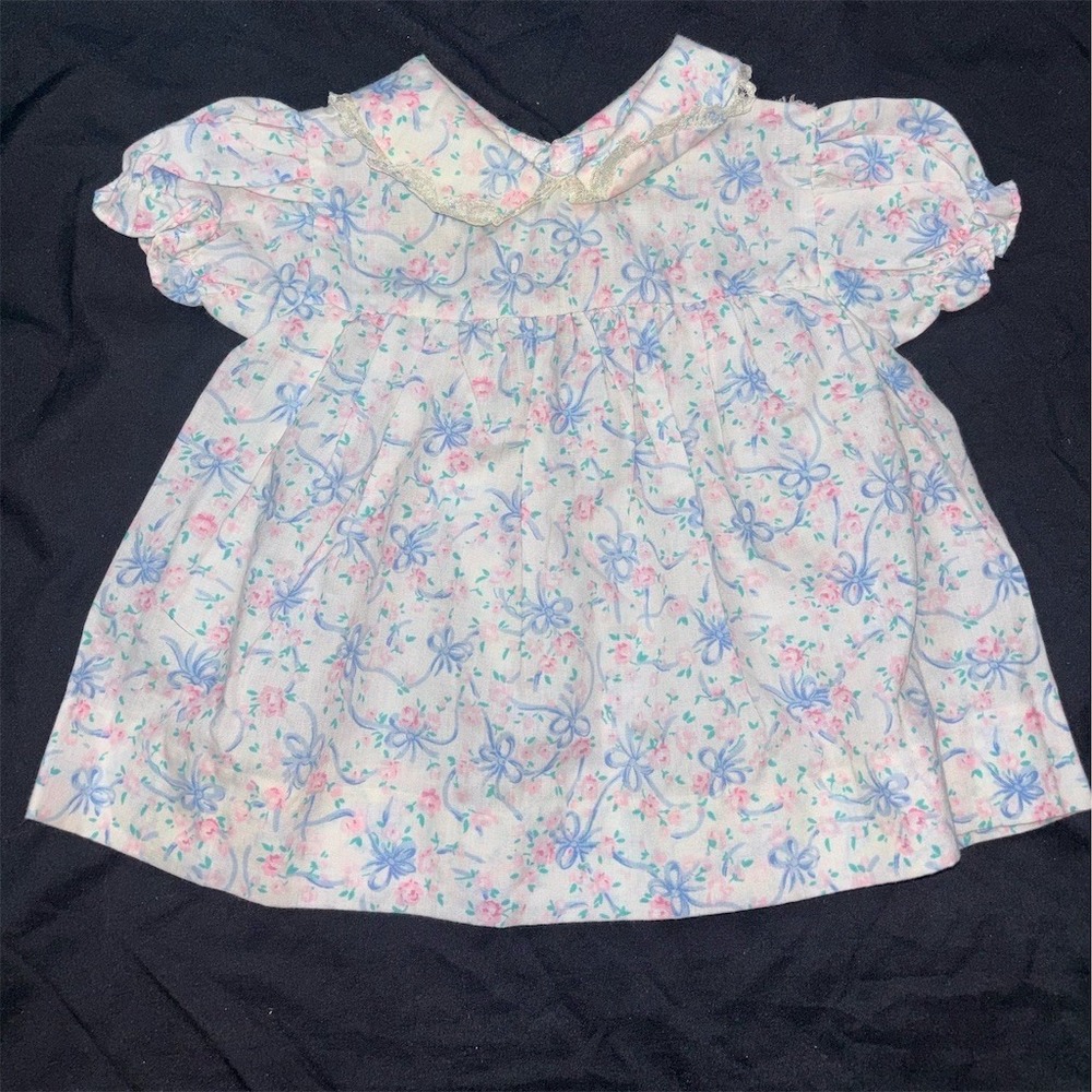 Vintage MAGGIE Baby Girl Dress 0-3 Months Pastel Floral Lace Trim grandmacore